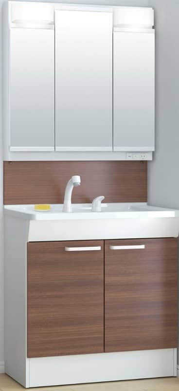 TOTO KCシリーズ洗面化粧台 幅75cm 三面鏡＋２枚扉